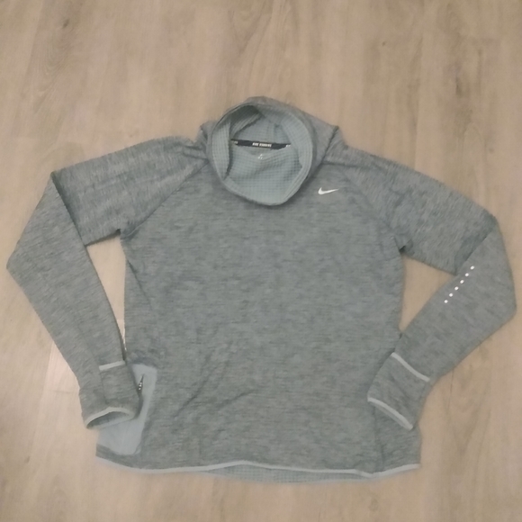 NIKE RUNNING THERMAL DRI-FIT LADIES GREEN COWL  NECK SWEATSHIRT W/THUMBHOLES - Picture 2 of 8